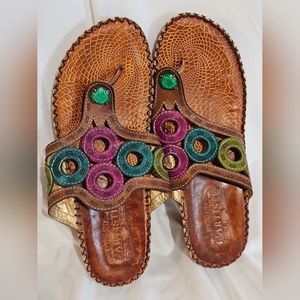 L’Artiste, Spring Step Circle Art Leather Wedge Women's Sandals EU 41 US 9.5 -10